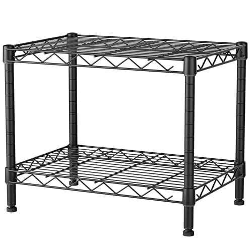 SINGAYE 2 Small Wire Shelves Kitchen Pantry Close Home Organizers and Storage Bathroom Shelf Laundry Room Organization Adjustable Book Metal Garage Shelving Unit