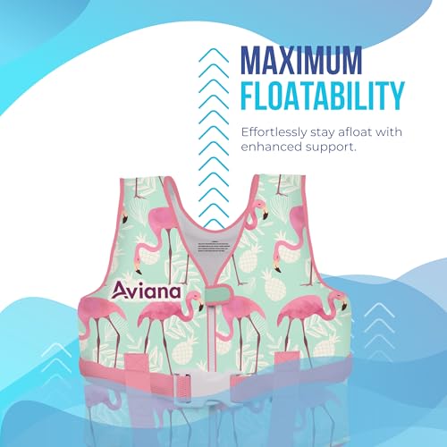 Pro Aviana Flamingo Toddler Swim Vest Floaties for Kids 33-60 lbs Medium