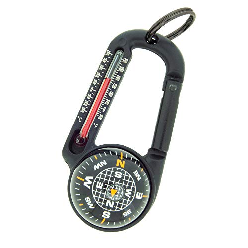 TempaComp Ball Compass & Thermometer Carabiner - Clip-On Accessory