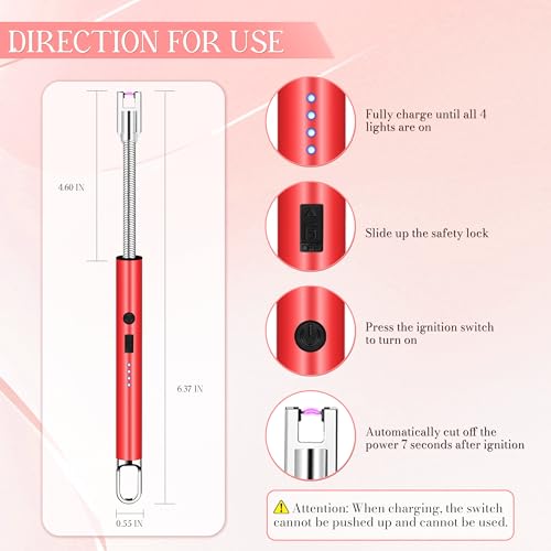 Plasma Flameless Electric Lighter - Rechargeable Candle Lighter - Red