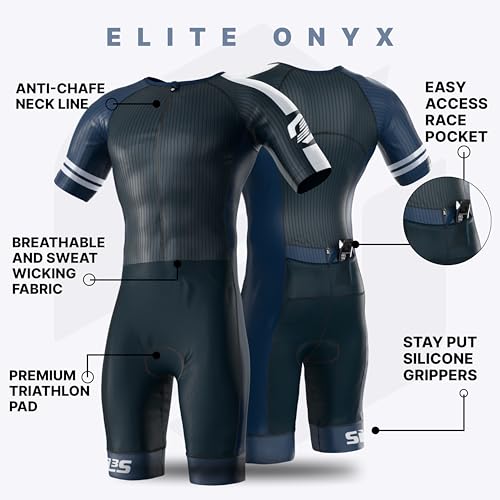 Elite Aero Sleeved Triathlon Suit for Men - Full Zip Rapid-Dry Trisuit