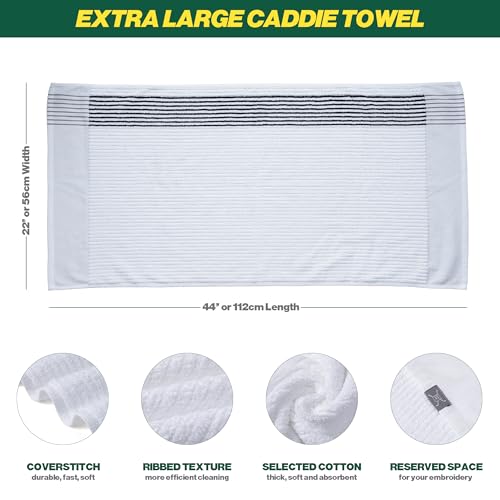White Handy Picks Caddie Golf Towel 44x22 Inch Extra Large Cotton, Pack of 1
