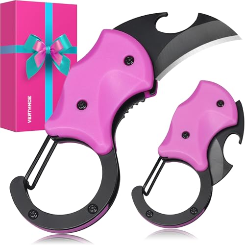 Small Pink Pocket Knife for Women - Keychain EDC Tool