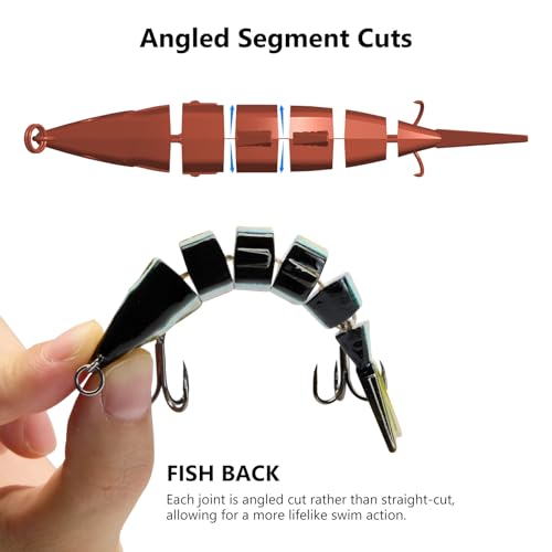 Multi Jointed Fishing Lure - Bone Swimbait for Bass Trout Bluegill Pike - Lake Chub 3.7in/0.66oz