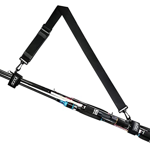Adjustable Fishing Rod Carrier Shoulder Strap - Black