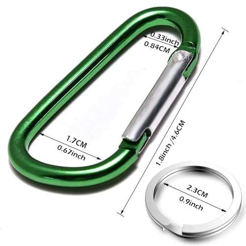 H&W 1.8'' 32pcs Small Aluminum Carabiner D Ring 8 Colors, Durable