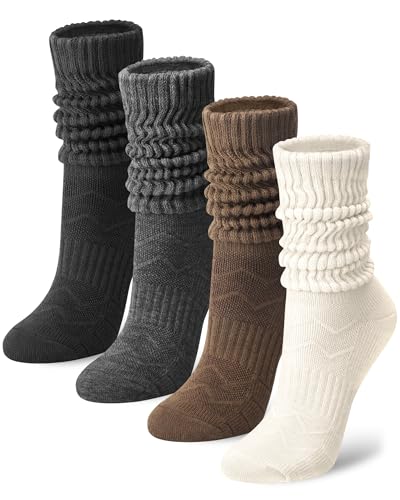 iCamter Slouchy Socks for Women, Boot Scrunch 4 Pairs