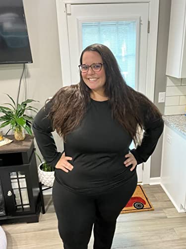 COOTRY Plus Size Thermal Long Johns Set for Women 3X-Large Black