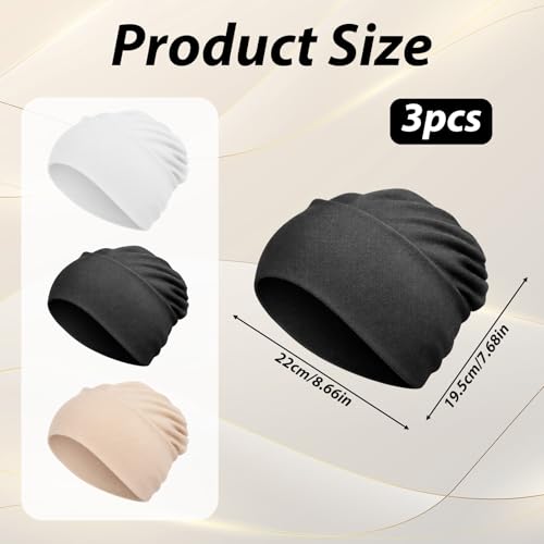 3 Pcs Non-Slip Hijab Undercap - Solid Color Caps for Women