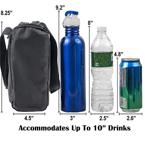 Water Bottle Carrier Bag with Strap & Phone Pocket - Black