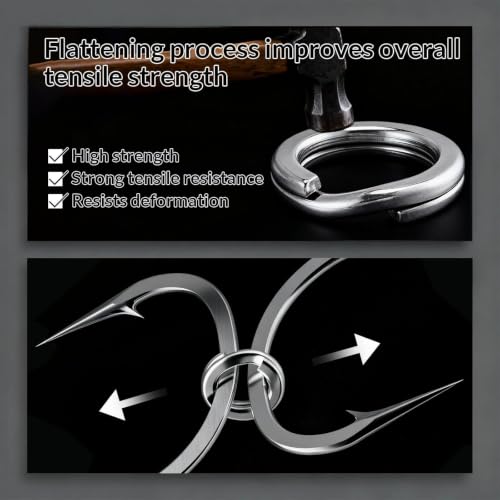 Fishing Split Rings - Heavy Duty Stainless Steel, 50 Pcs - 4#
