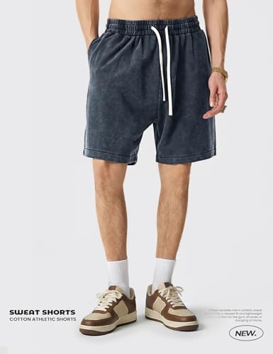 Arssm Men's Cotton Acid Wash Sweat Shorts Large Black Navy Khaki 3-Pack