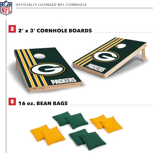 NFL Cornhole Set - Green Bay Packers - 2 Boards & 8 Bags