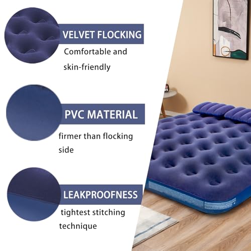 King Size Inflatable Air Mattress with Pump & Pillows | Camping & Home Use