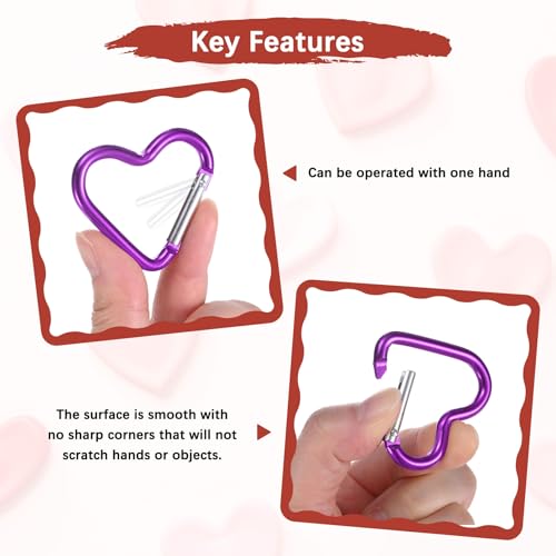 Heart Shaped Snap Clip - Durable Keychain Clip - Purple