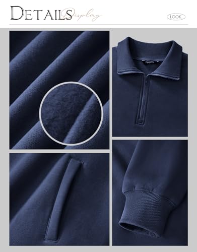 Womens Half Zip Oversized Fleece Hoodie - Navy, Small