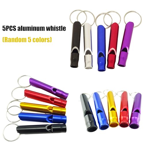 5-Pack Aluminum Whistles for Hiking, Camping & Boating