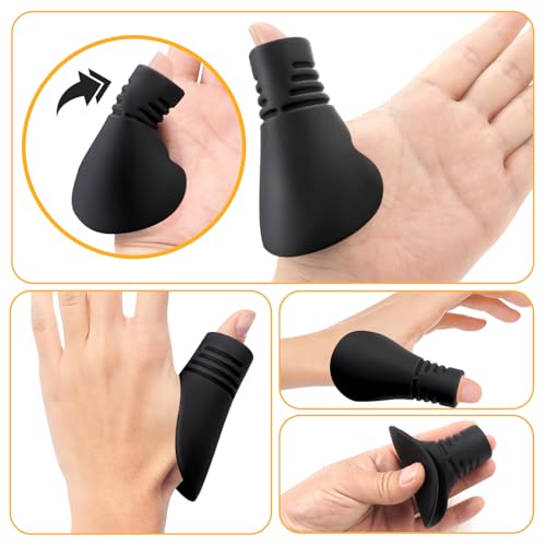 Baseball Catcher Thumb Guard - Grooved Silicone Protector - Black Large