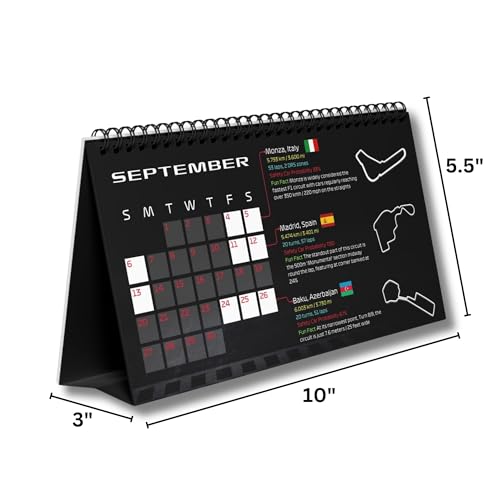 Formula Racing Desk Calendar 2026 - Multicolor, 10" x 5"