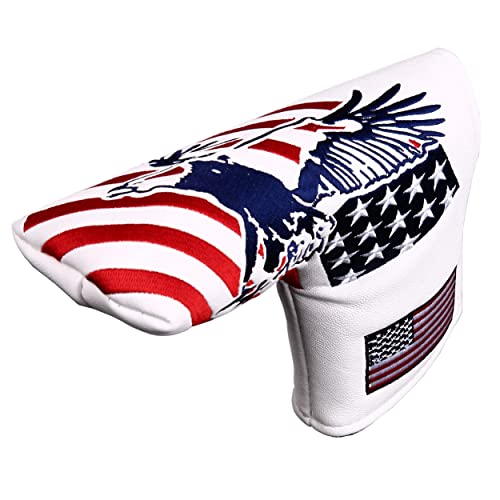 USA Eagle Embroidery Blade Putter Head Cover - Magnetic Closures, Fits Any Blade Putter