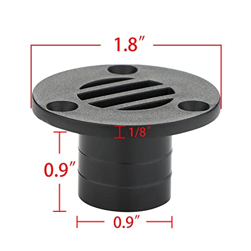 Nylon Boat Deck Drain - 2 Pcs, 45 x 26mm, Black with Screws