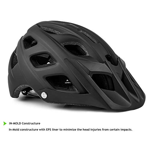 Lightweight Mountain Bike Helmet for Adults with Visor - A-Black