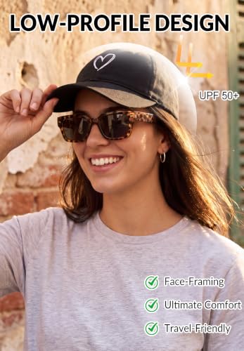 Zando Women's Heart Embroidered Baseball Cap, Low-Profile Dad Hat