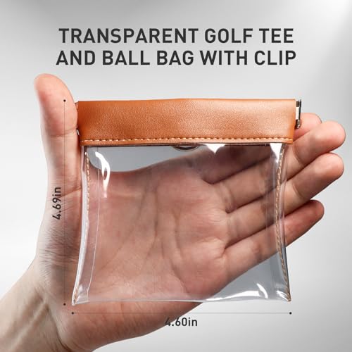 Finger Ten 2 Pack Transparent Golf Tee Pouch Bag with 10 Bamboo Tees