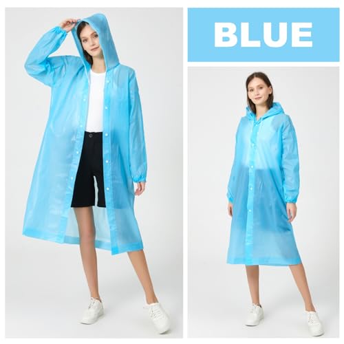 RUISHYY Colorful 5 Pack Reusable EVA Rain Ponchos for Adults Lightweight Waterproof Raincoat with Hood