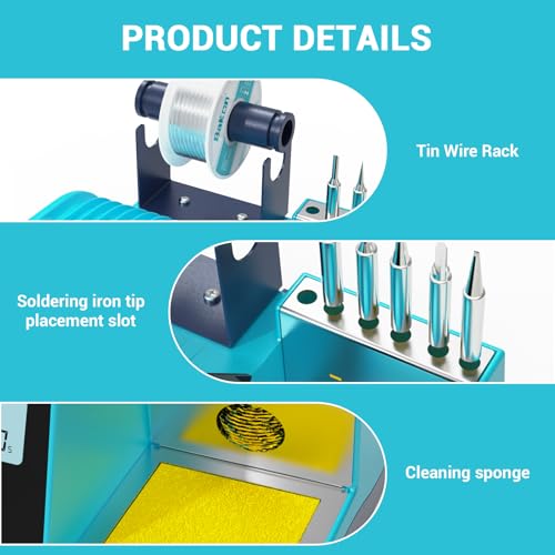 90w Soldering Station, Electronic Digital Display Soldering Iron Station Kit with 3 Presets Modes, 356¢µ¢¦896¢µ,¡ÆC/¡ÆF Conversion,Sleep Mode, 5 Extra Solder Iron Tips,Solder Sucker,Soldering Wire,Tweezers