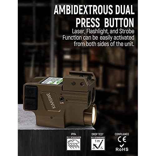 Red Green Laser Light Combo, 500 Lumens Red Green Laser, Supcompact Pistol Laser Light Combo, USB Rechargeable Red Green Laser Beam