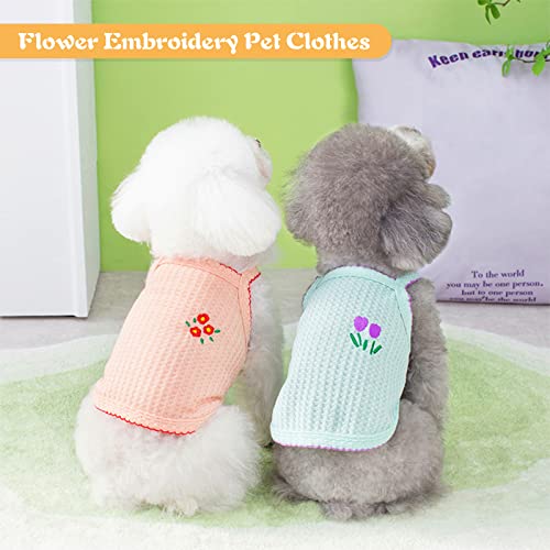 Summer Dog Dress Set - Flower Embroidery Vest for Small to Medium - X-Large