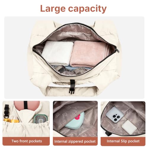 Yoga Mat Bag with Adjustable Strap - Beige Gym Bag for Women