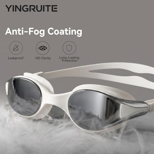 Yingruite Silver Mirror No-Leak Anti-Fog Adult Swim Goggles
