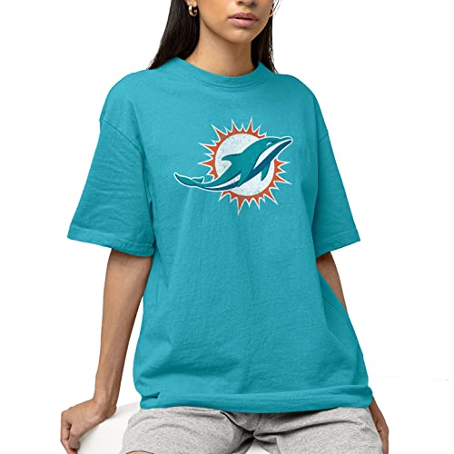 Distressed Miami Dolphins Logo T-Shirt - Large Size