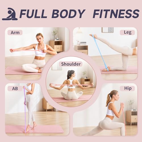 Figure 8 Resistance Bands Set - 3 Tension Levels, Pink+Blue+Purple