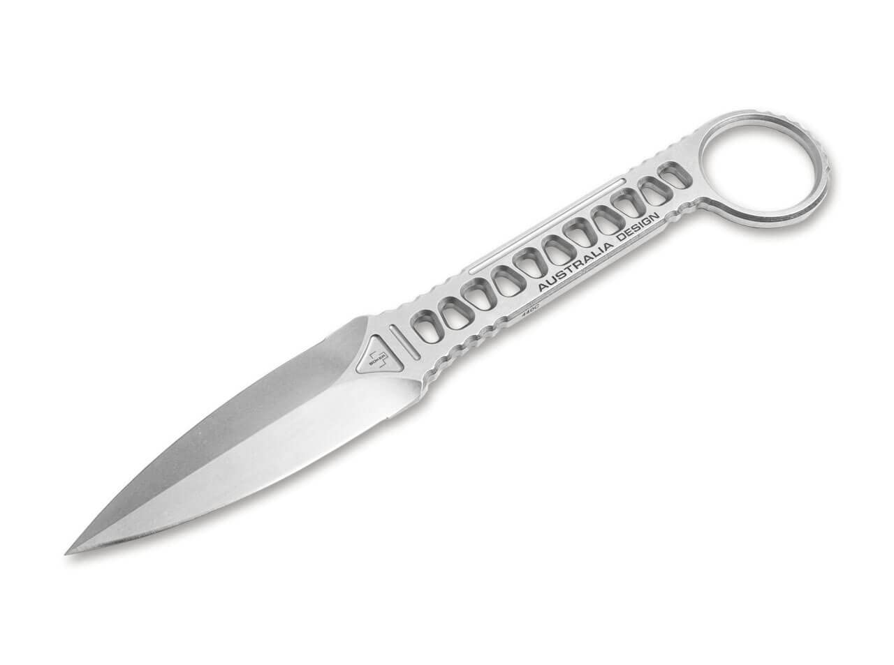 Boker Plus Voodoo Silver Fixed Blade, 3.35" 440C Stainless Steel Blade, Designed by Peter Fegan