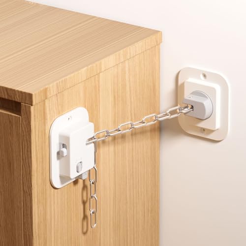 YEYA Upgraded Anti-Tip No Drill Furniture Anchor with 3M Adhesive 10" Adjustable Straps, Baby Proofing Wall Anchors for Child Safety, Playroom Essentials 4P