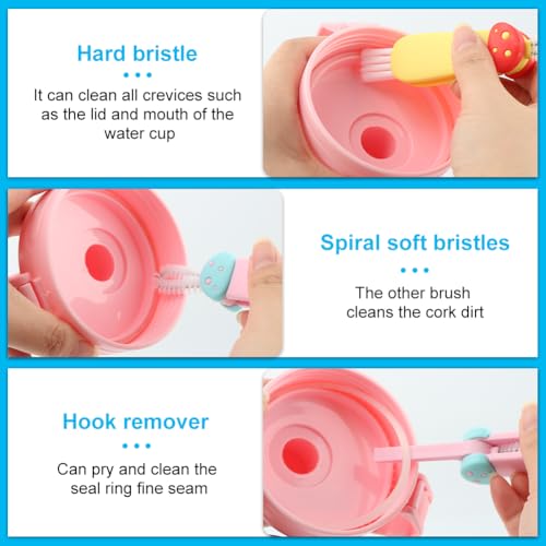 3-in-1 Multifunctional Cup Lid Cleaning Brush Set - 3 Piece Mushroom Design