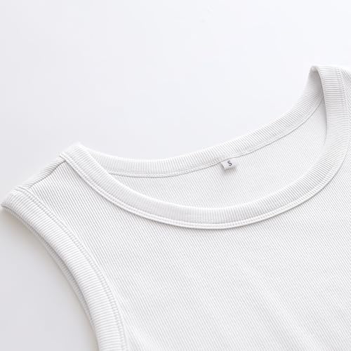 ANRABESS High Neck Ribbed Tank Top for Women XX-Large White