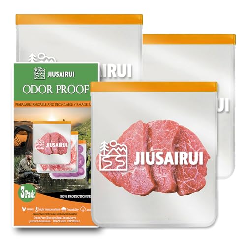 JIUSAIRUI Odor Proof Bear Bags for Food Backpacking: 3Pack Reusable