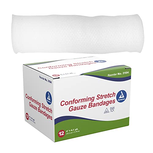 Stretch Gauze Bandages - 4" x 4.1 yds, 12 Count, Non-Sterile, Latex-Free