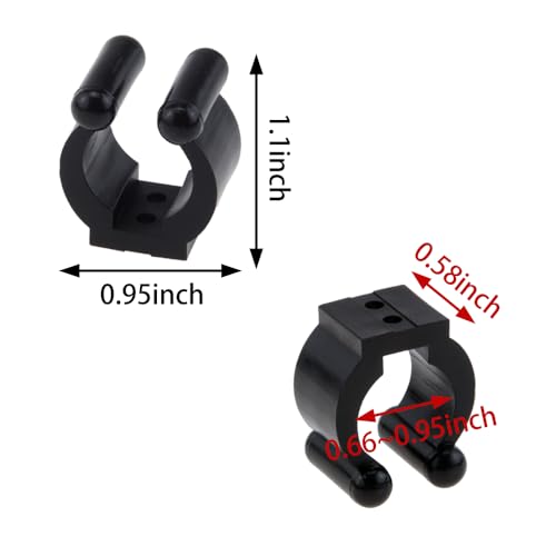 Fishing Rod Clips - 12 PCS Wall Mount Holder for 0.66" to 0.95" Poles - Black