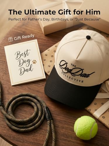 Dog Dad Hat for Men - 3D Embroidered Dad and Dog Dad Trucker Hat - Beige/Black