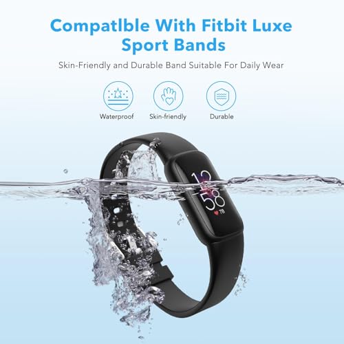 Dr.Sept Waterproof Fitbit Luxe Band 4-Pack for Women Men Large 6.7-8.3 Inch - Black, Starlight, Green, Grey