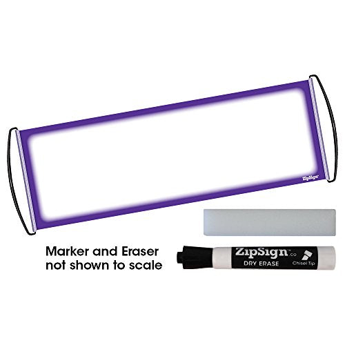 Dry Erase Zip Sign Banner - Reusable & Portable - Purple Border Set