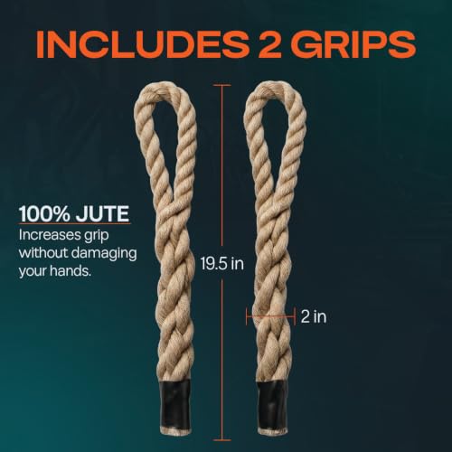 2-Inch Thick Rope Grips for Pull-Ups and Strength Training - Monkey Grip Handles