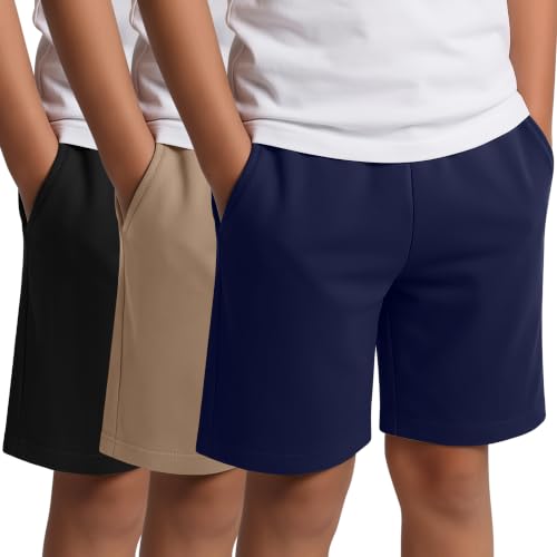 Boys Athletic Shorts - 3 Pack with Pockets for Active Play