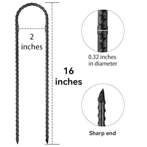 POSEOFFR 10-Pack Heavy Duty 16-Inch Trampoline & Equipment Ground Stakes - U Hook Anchors