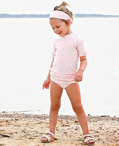 Baby Swim Headband for Girls - Pink Seersucker, UPF 50+, 2-8 Years